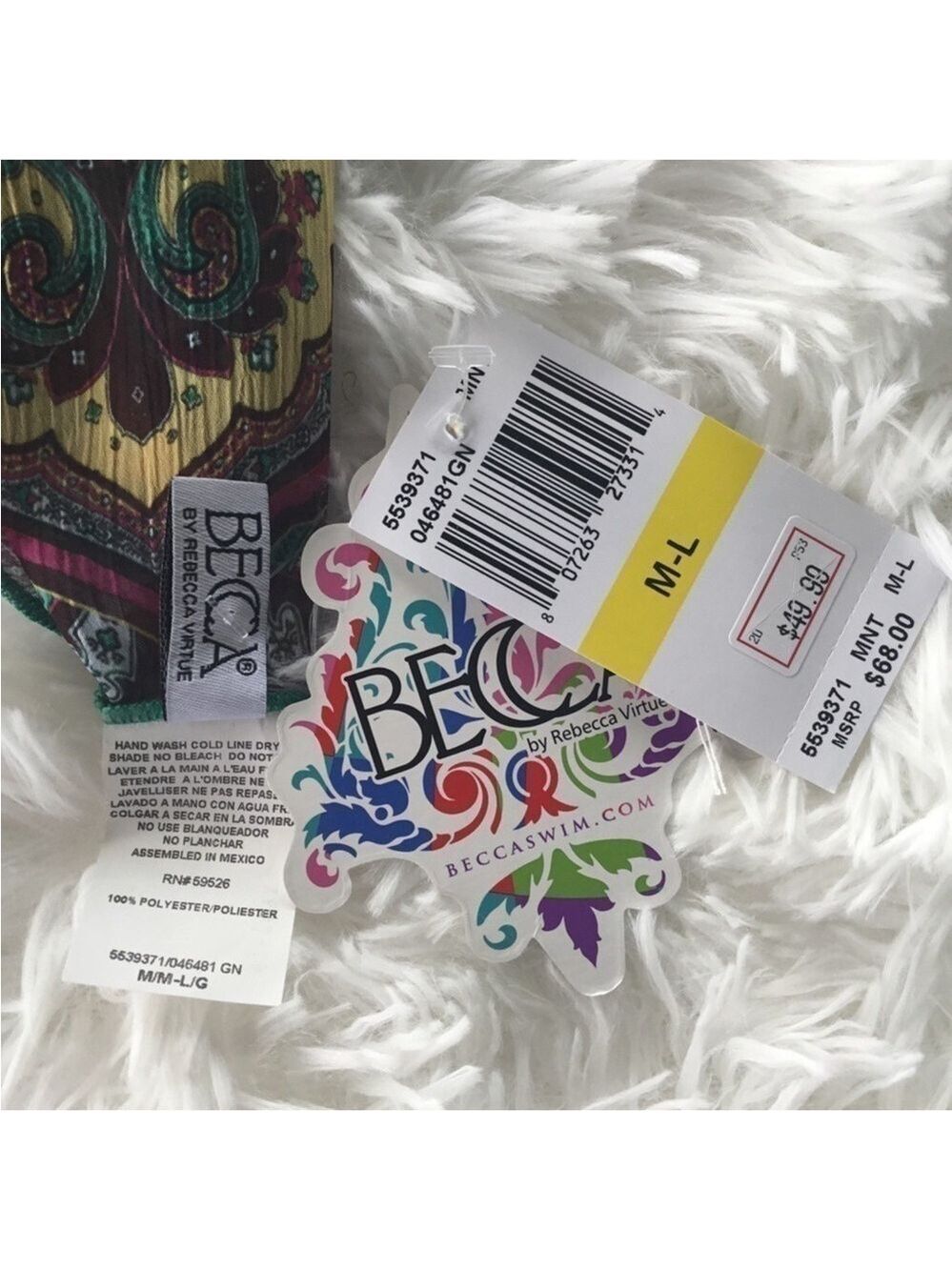 Becca by Rebecca Virtue Woman’s swimsuit coverup M/L Indian paisley print - Picture 12 of 14